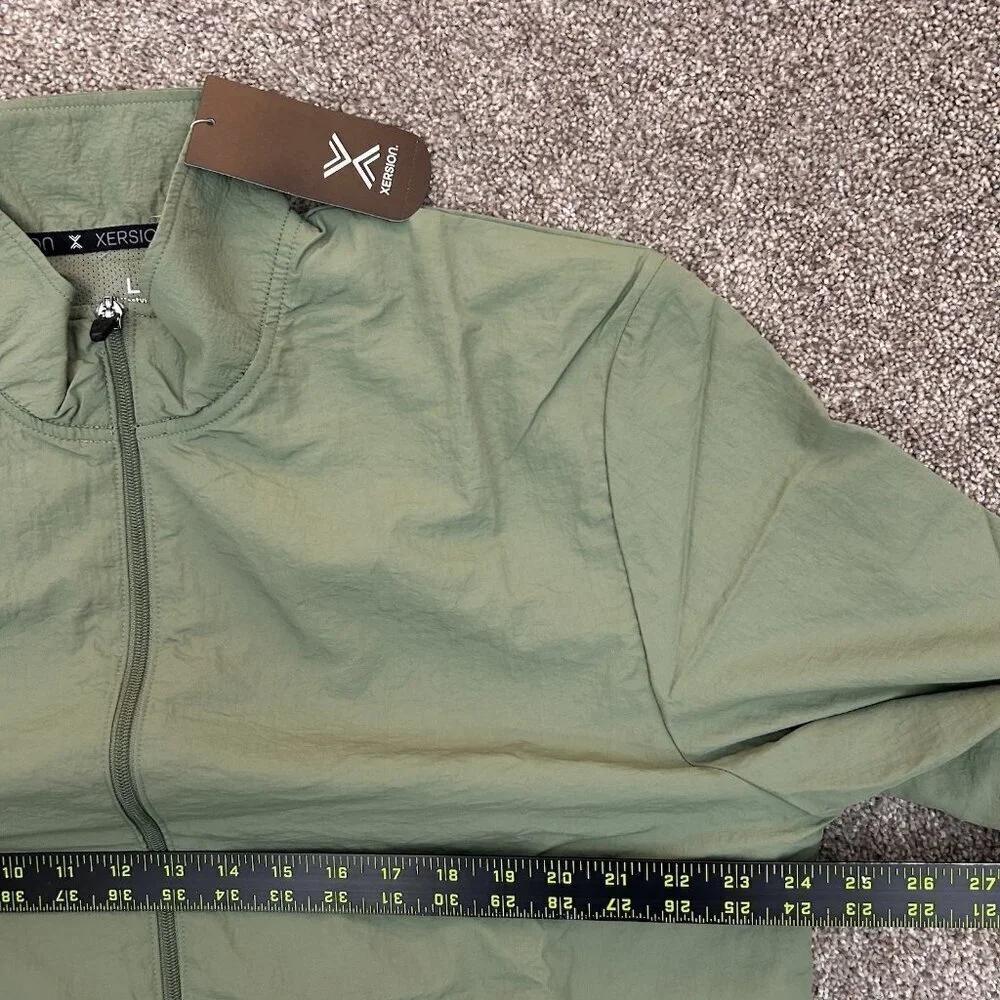 Xersion Men's Bomber Jacket Size L Green Full Zip Track Pockets Woven NWT $55